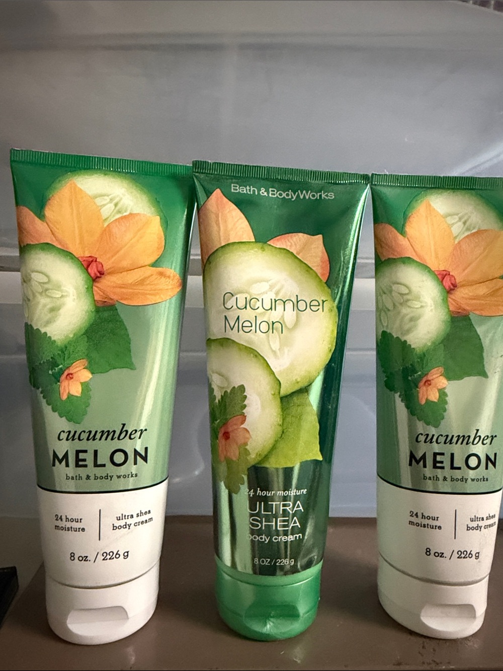 Lot of 3 new full size Bath and & body works cucumber melon 24 ultra Shea cream